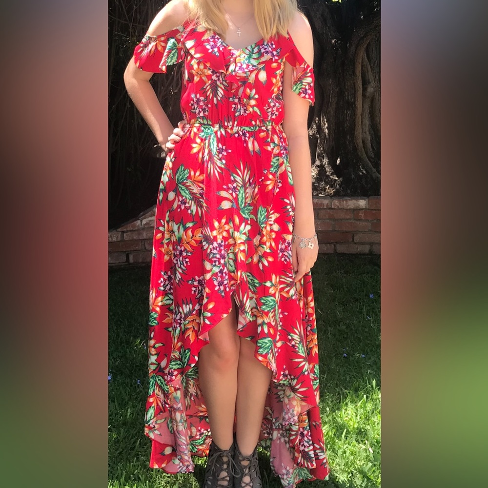 Red high low sundress